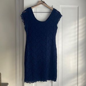 Navy Blue Forever 21 Lace Cocktail Dress